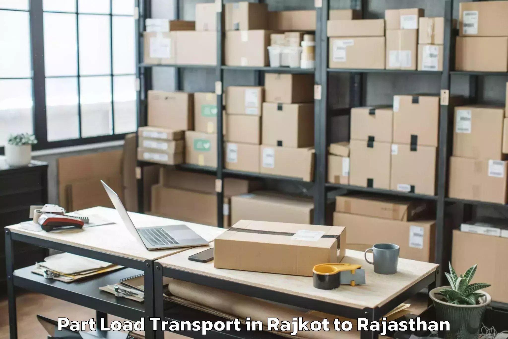 Reliable Rajkot to Opjs University Churu Part Load Transport